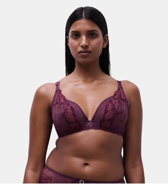 Soutien-gorge emboîtant avec dentelle de Leavers - Chantelle - Aubergine lurex