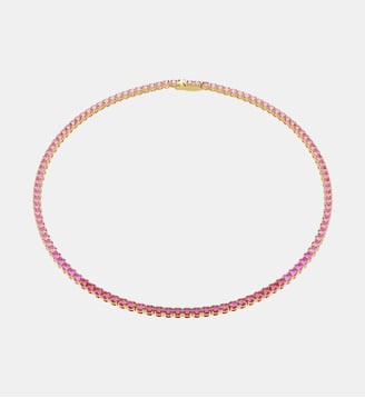 Collier Tennis Matrix, Rose, Doré à l’or 18 carats (750/1000) - Swarovski - Pink gold tone plated