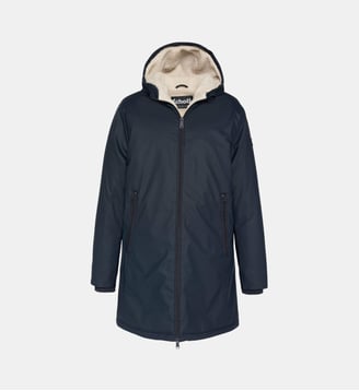 Coupe-vent long à capuche doublé sherpa - Schott - Marine