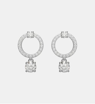 Anneaux d'oreilles Constella, Métal rhodié - Swarovski - Blanc