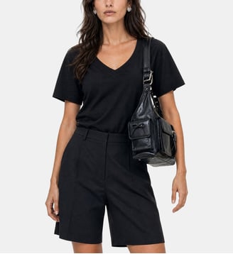 T-shirt col V en coton blanc The Kooples