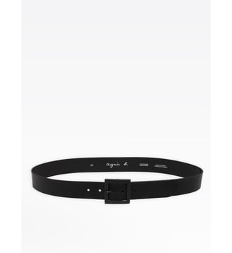 ceinture en cuir grainé à boucle laiton - Agnès b. - Noir