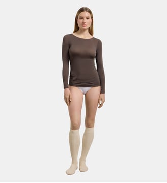 T-shirt Thermique modal et cachemire Thermal - Dim - Chocolat