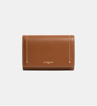 Portefeuille moyen modèle à rabat Louison en cuir lisse - Le Tanneur - Camel