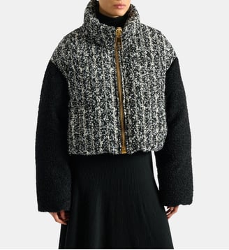 Doudoune en tweed bicolore - Balmain - Noir
