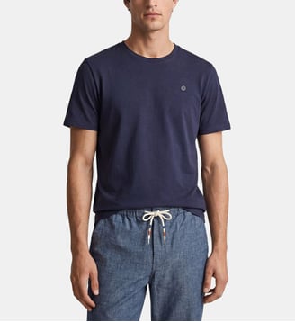 T-shirt col rond Théo en coton - Serge Blanco - Bleu marine