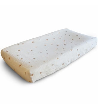 Housse de matelas à langer en coton bio - Mushie - Écru