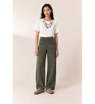 Pantalon large Pamm velours côtelé - Leon & Harper - Vert