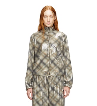 Pull à paillettes avec motif à carreaux - Diesel - Beige gris