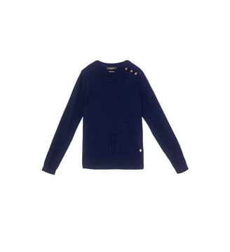 Pull col rond uni MOODY - La Petite Etoile - Marine