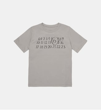 T-shirt avec logo sur la poitrine - MM6 Maison Margiela - Gris moyen
