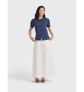 chemise Tamarin en coton bleu à broderie anglaise Agnès b.