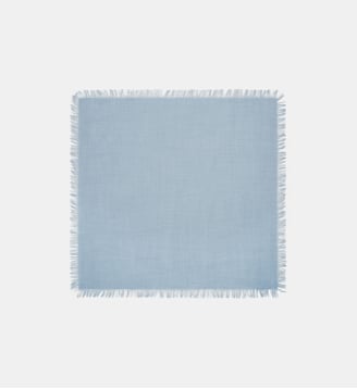 Foulard à fines franges en cachemire - Bompard - Bleu glacier