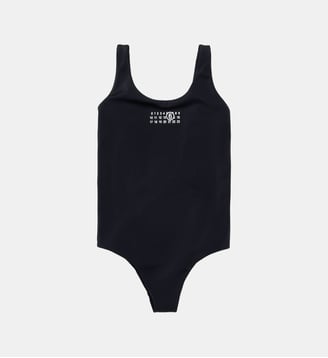 Maillot de bain une pièce en lycra avec logo numérique - MM6 Maison Margiela - Noir