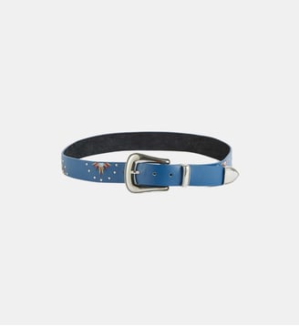 Ceinture ornée de broderies en cuir HATEYA - Wild - Bleu
