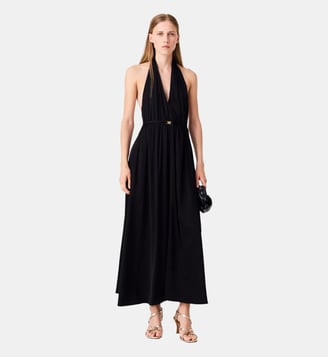 Robe longue plissée dos nu - Maje - Marine