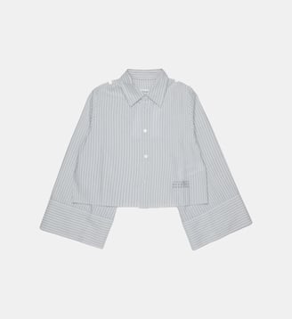 Chemise cropped à rayures avec logo - MM6 Maison Margiela - Gris