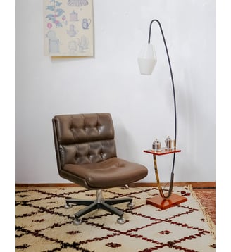 Fauteuil en simili cuir Jakob N°841- Produit chiné - Debongout - Marron