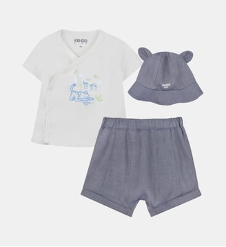 Ensemble t-shirt, bob et short - Kenzo Kids - Off white