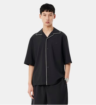 Chemise manches courtes relaxed fit laine - Lacoste - Gris foncé