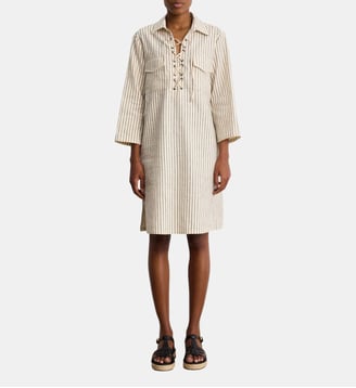 Robe rayée en coton, chanvre et lin -ALIYA - Pablo - Naturel
