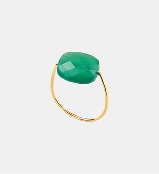 Bague, agate verte, or jaune Morganne Bello