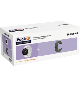 Montre connectée Pack Galaxy Watch9 40MM + Bracelet Olive - Samsung - Blanc