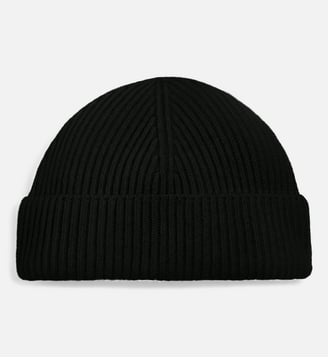 Bonnet Etiquette Cuir Ami unisexe en Laine - AMI Paris - Noir