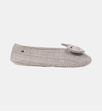 Chaussons ballerines velours félin et noeud-Léopard-41/42 - Isotoner - Taupe clair