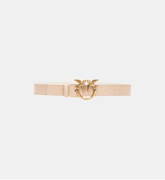 Ceinture réversible de 3 cm avec boucle love birds - Pinko - Sable et blanc