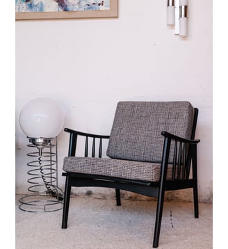 Fauteuil en tissu Jakob N°654- Produit chiné - Debongout - Noir