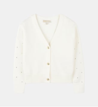 Cardigan boutonné en tricot - Michael Kors Kids - Riz