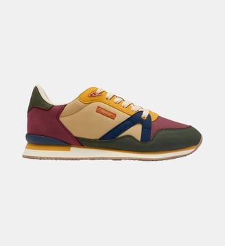 Baskets basses André suède vegan - Odaje - Bordeaux et beige