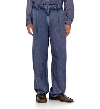 Pantalon wide-leg en viscose effet denim - Diesel - Bleu moyen