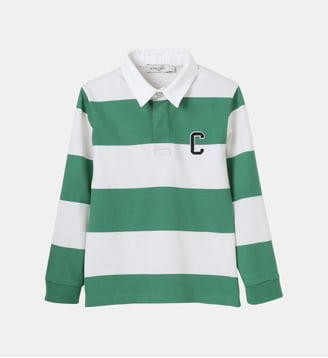 Polo-rugby  - Coton biologique - Cyrillus - Rayure bico verte