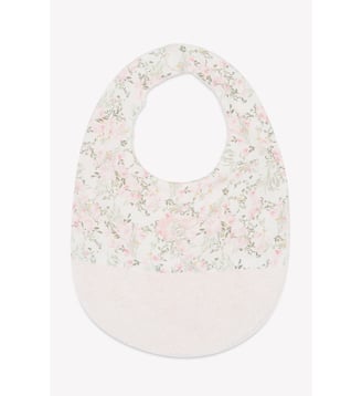 Bavoir -  imprimé fleuri jardin hivernal T2 - Tartine Et Chocolat - Rose pâle