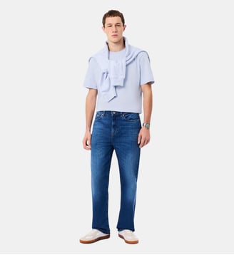 T-shirt coton marquage embossé - Lacoste - Bleu clair