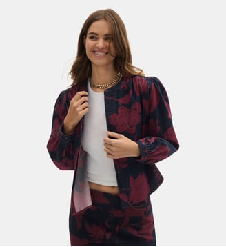 Chemise coscane - Motif imprimé - Coton - Caroll - Bordeaux