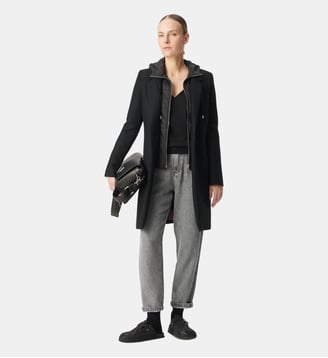 Manteau capuche en drap de laine - Ikks - Noir