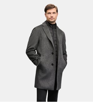 Manteau en laine et polyester avec parement amovible regular Deus Digel