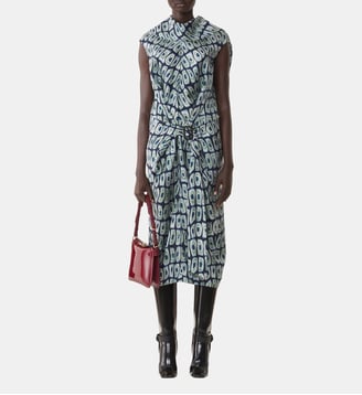 Robe Cape En Soie Imprimée - Lanvin - Brume et sauge