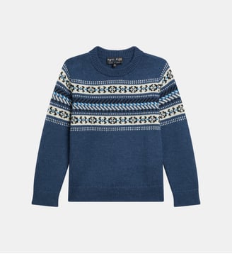 pull en alpaga à motif - Agnès b. - Bleu marine