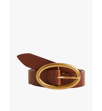 Ceinture violaine en cuir - Agnès b. - Marron pralin