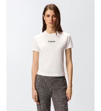 T-shirt à manches courtes et logo brodé - Pinko - Blanc