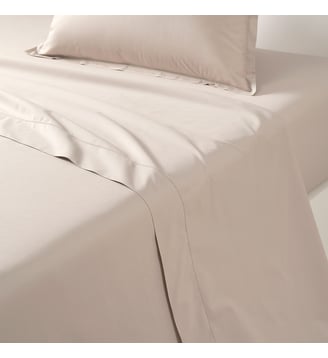 Drap plat en percale de coton - Desforges - Gris perle