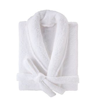 Peignoir col châle 100% Coton BIO, DOUCEUR NATURE - Blanc Cerise - Blanc