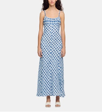 Robe longue vichy en lin Sandro