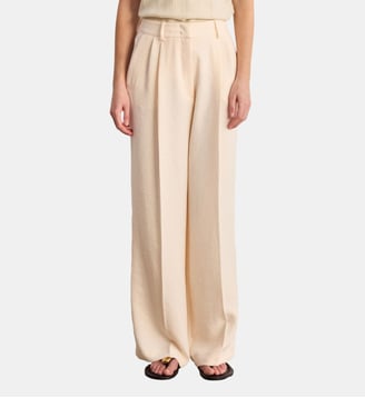 Pantalon à pinces en crêpe - BASMAA - Pablo - Beige et rose