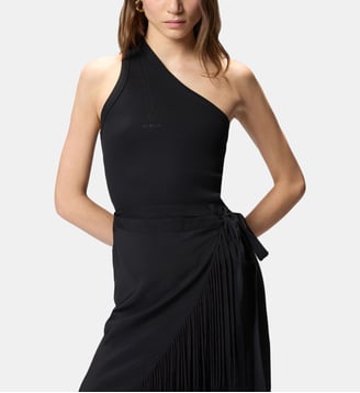 Débardeur côtelé à col en v et logo pinko - Pinko - Limousine noire