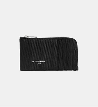 Porte cartes large zippé Lucien en cuir signature T - Le Tanneur - Noir